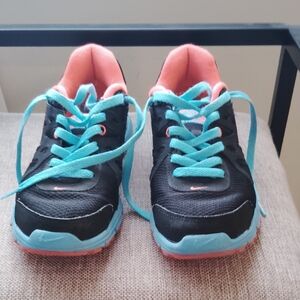 Nike Black Sneakers with Coral and Aqua Highlights